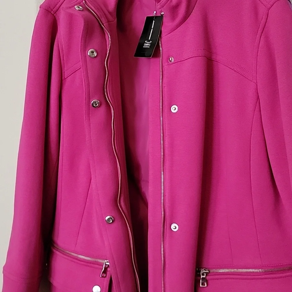 INC Coat Jacket w/Stand Collar Zip/Snap Flap Close Pink size XXL NWT - Picture 7 of 16
